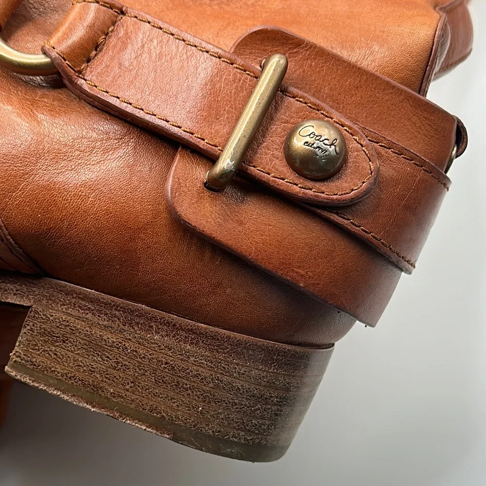 Coach Natalie‎ Sz 6 1/2 Cognac Brown Leather Riding Boots
